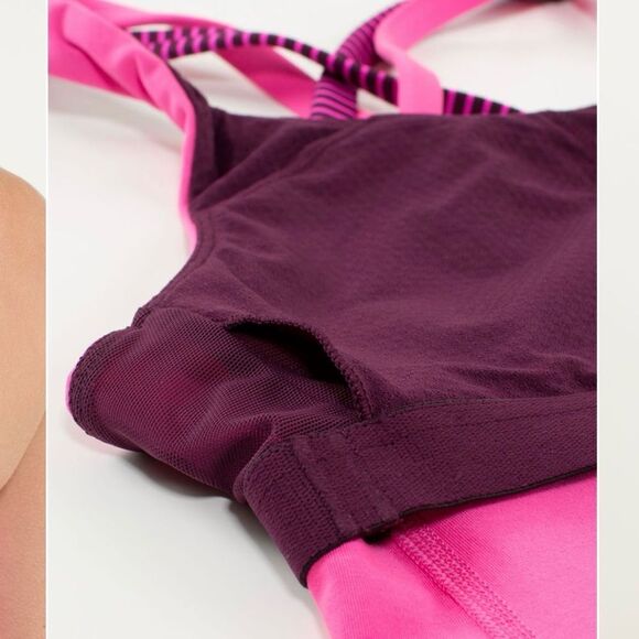 Lululemon Energy Tank Hyper Stripe Raspberry Glo Light/Plum Size 6 - Picture 5 of 10